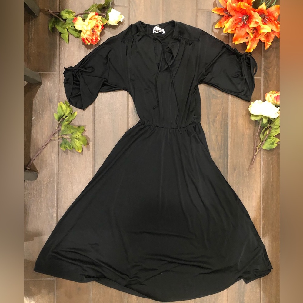 Vintage western retro bohemian black maxi dress - Picture 9 of 15